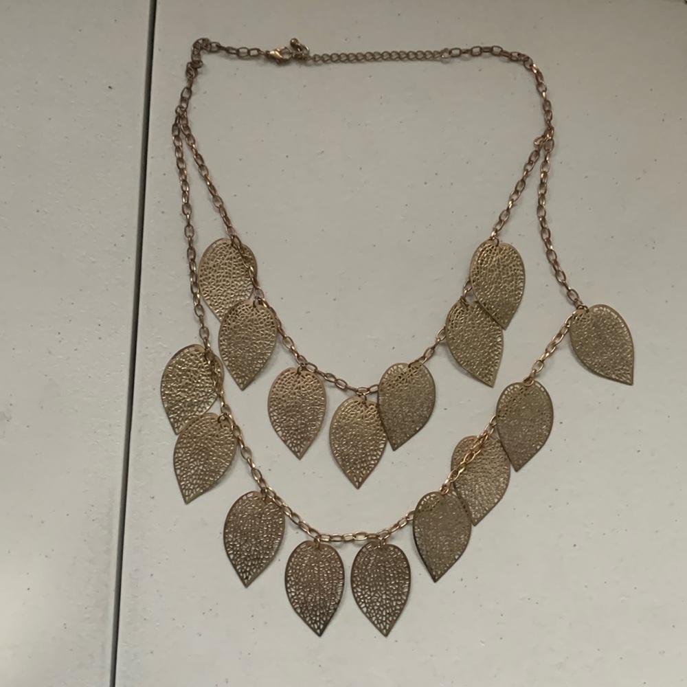 Elegant Gold Plated Leaf Necklace